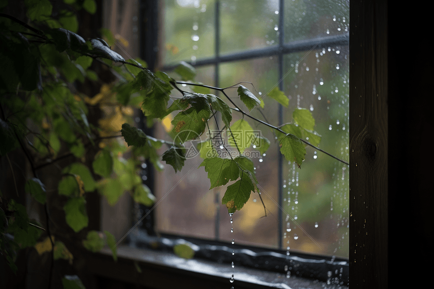 窗外的小雨图片