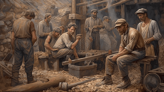 疲惫的锡矿工人背景图片