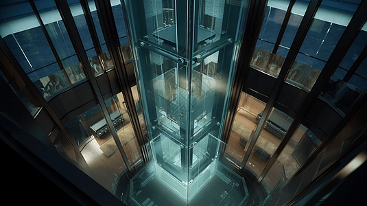 摩天大楼中的玻璃电梯图片