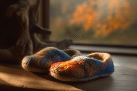 3D毡毛拖鞋渲染图图片