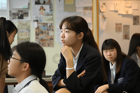 课程海报学生在课堂上交流背景