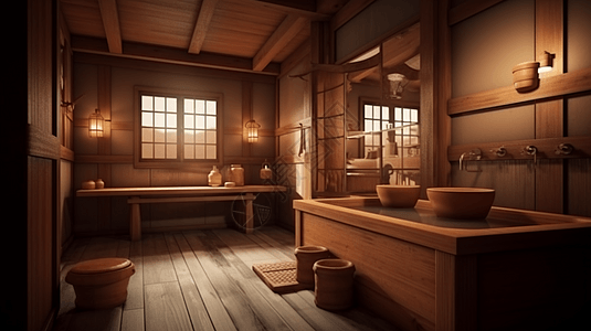 温泉浴室木制建筑图片