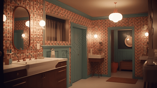复古旅馆浴室图片