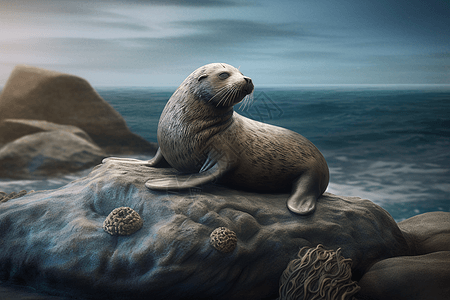 羊毛毡质感的海豹图片