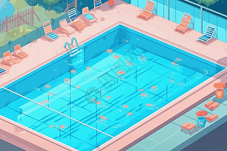 游泳池插画背景图片