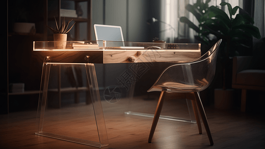 简洁木制书桌背景图片