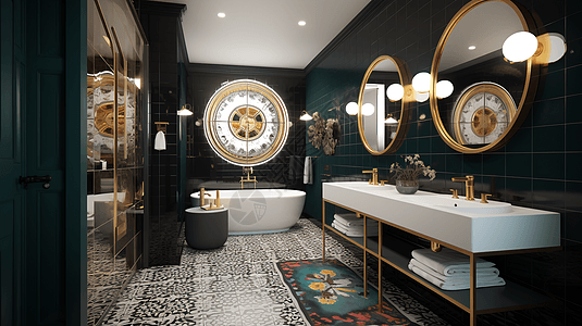 现代地毯图案酒店浴室室内设计背景