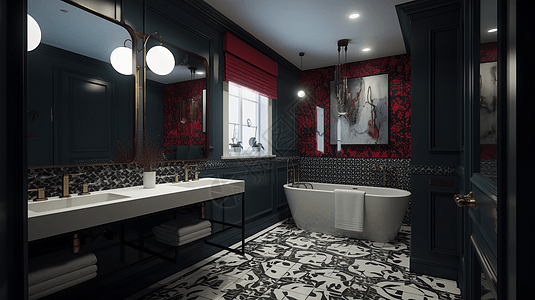 现代地毯图案酒店浴室豪华设计背景