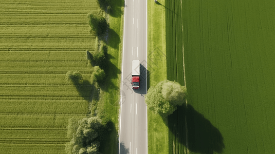 乡间公路与货车图片