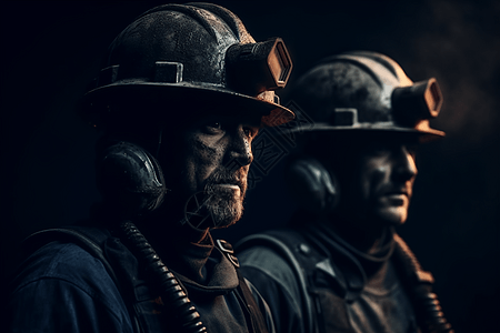 头戴安全帽煤矿工人插图图片