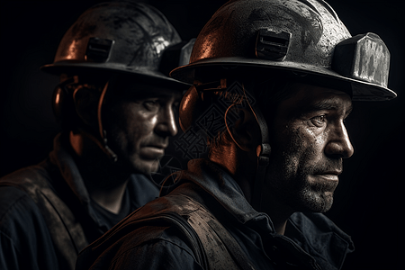 头戴安全帽煤矿工人图片图片
