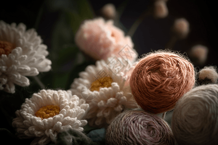 毛线花卉制片图片