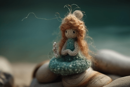长头发飘逸的毛毡美人鱼图片
