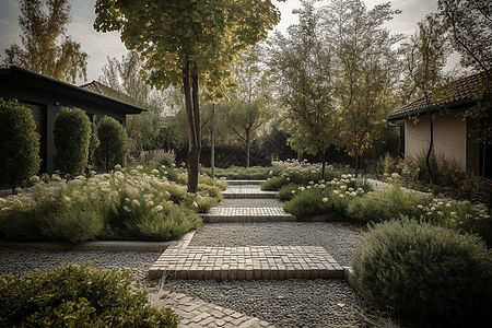 小区别墅花园景色图片