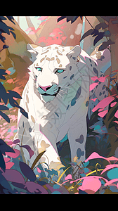 白化美洲狮粉彩热带图片
