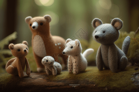 森林羊毛毡动物图片