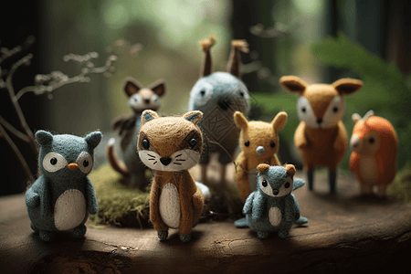 创意羊毛毡动物图片