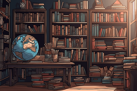 一个装满书的书架图片