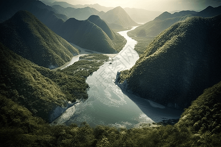 山间河流山间的流水背景