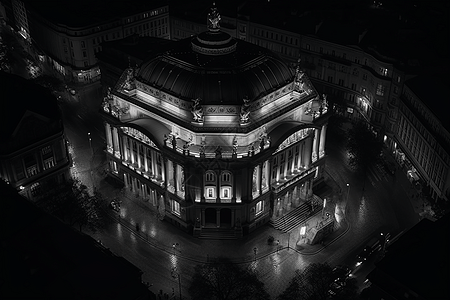 灯光壮观的古典歌剧院图片