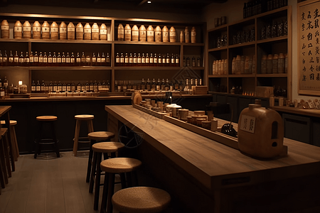 传统木质酒吧图片