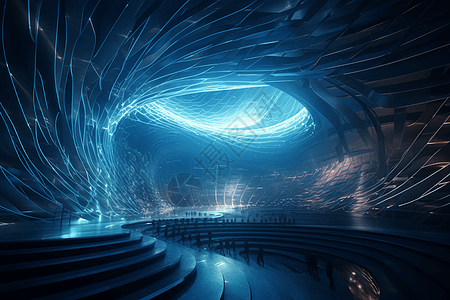 未来主义的音乐厅3D渲染图设计图片