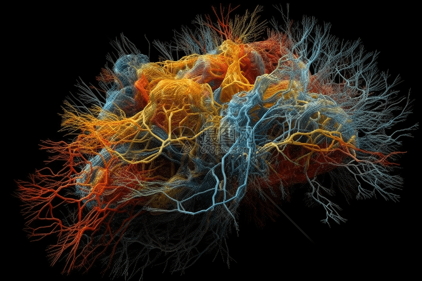 彩色神经网络3D渲染图图片