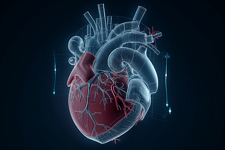 带有AR叠加的心脏和肺的3D模型背景图片