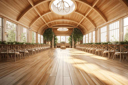 传统的婚礼场地风原木建筑风格设计图片
