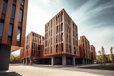现代大学建筑风格建筑渲染图高清图片