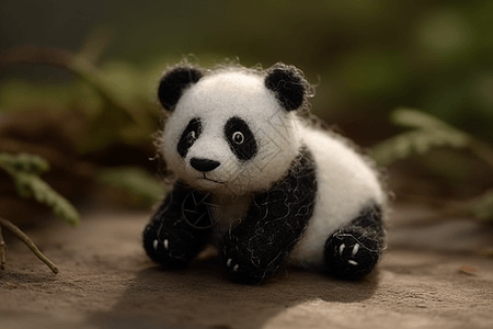可爱的羊毛毡熊猫图片