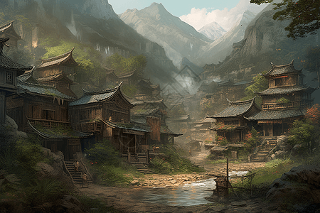 山里的中国村庄图片