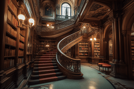 图书馆的旋转楼梯图片