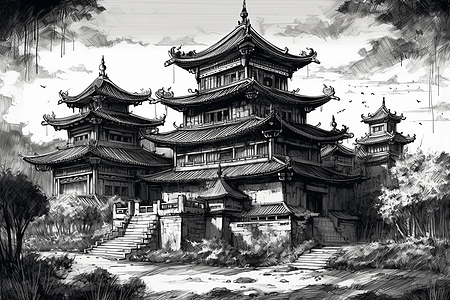 中国木质阁楼建筑图片