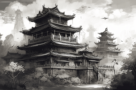 中国古代阁楼建筑图片