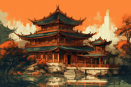 优雅而雄伟的中国宫殿图片