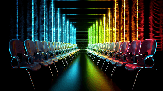 彩色DNA光束和椅子图片