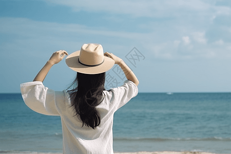 夏日海景夏日海边度假的女孩背景