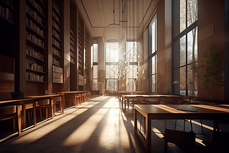 自然光照耀下的图书馆图片