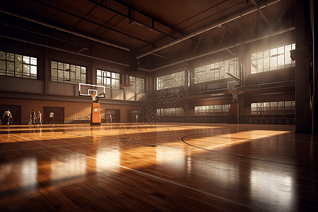 篮球场的建筑3D图图片