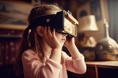 虚拟现实世界的小女孩图片