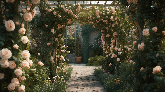 玫瑰和常春藤的花园背景图片