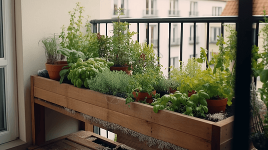阳台上的植物阳台上的盆栽背景