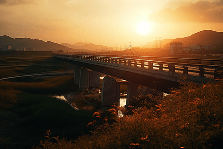 乡村夕阳风景图片