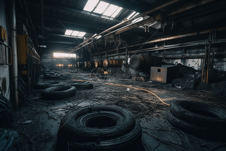 混乱的橡胶生产工厂图片