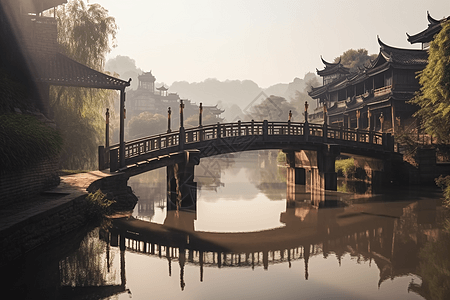 宁静的古镇风景图片