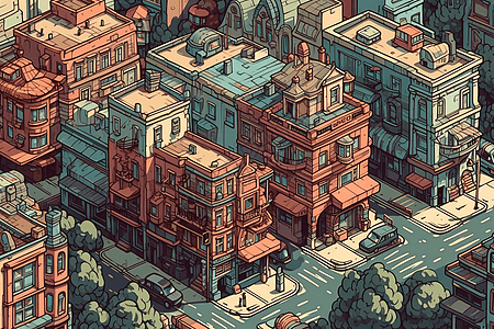 复古的城市房屋图片