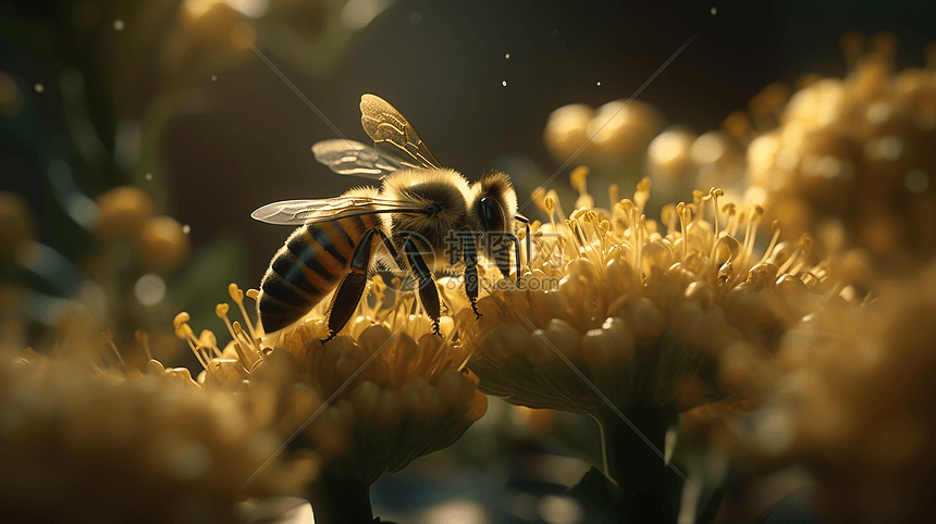 勤劳的蜜蜂采蜜图片
