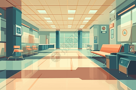 现代医院等待区平面插图背景图片
