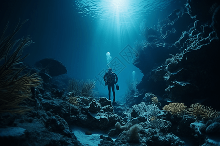 海底冒险暗礁潜水者背景